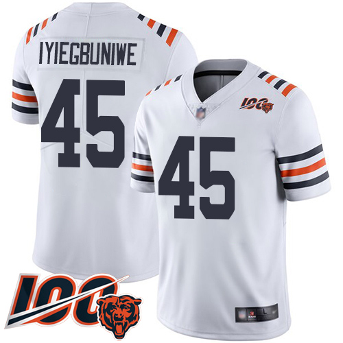 Chicago Bears Limited White Men Joel Iyiegbuniwe Jersey NFL Football #45 100th Season->women nfl jersey->Women Jersey